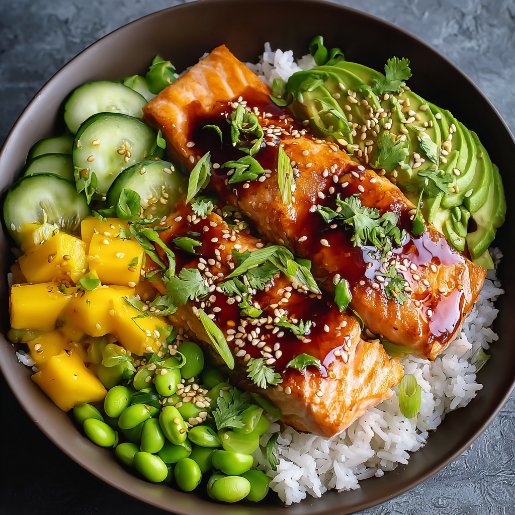 Čerstvé teriyaki lososové mísy