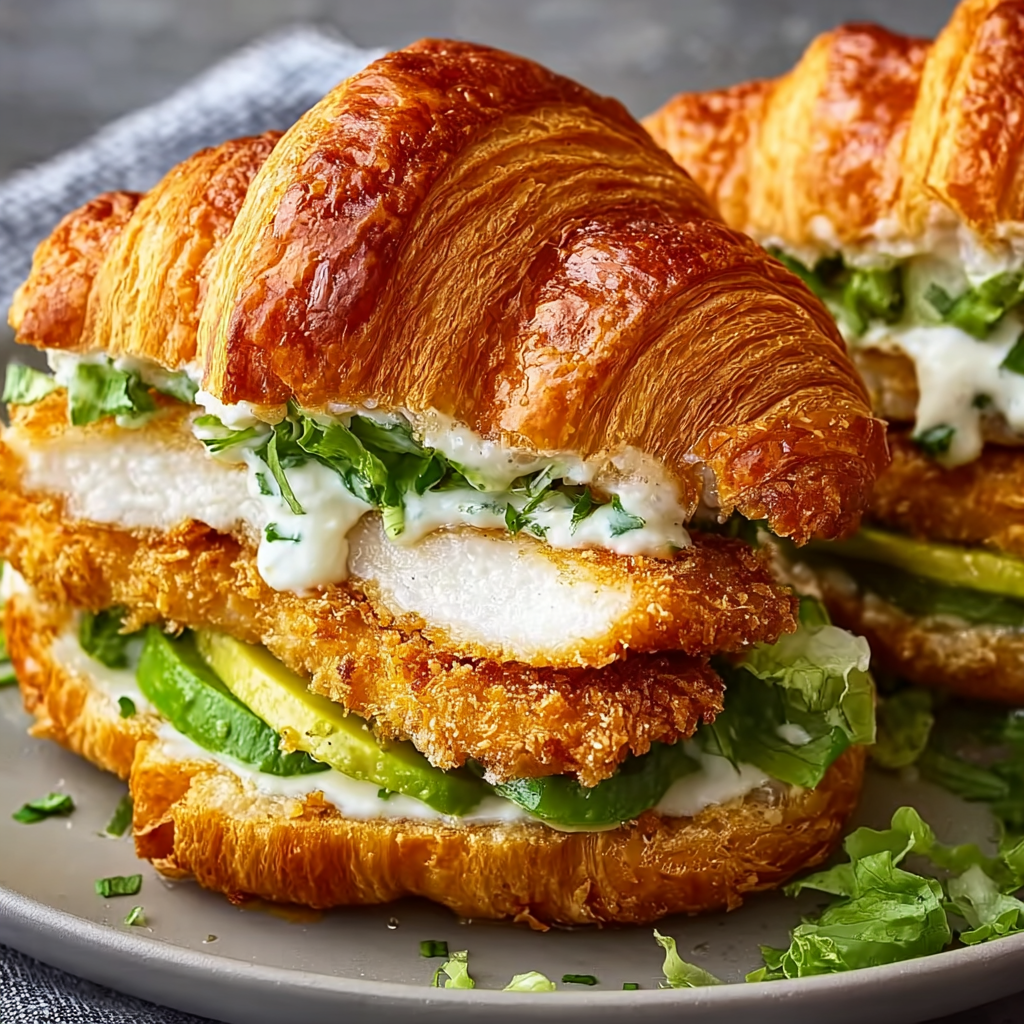 Křupavý kuřecí croissant sendvič