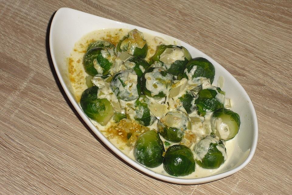 Rosenkohl in frischkäse-curry-sauce