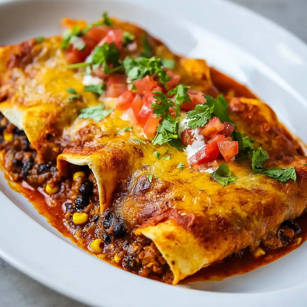 Šťavnaté a kořeněné enchilady ze sladkých brambor a černých fazolí