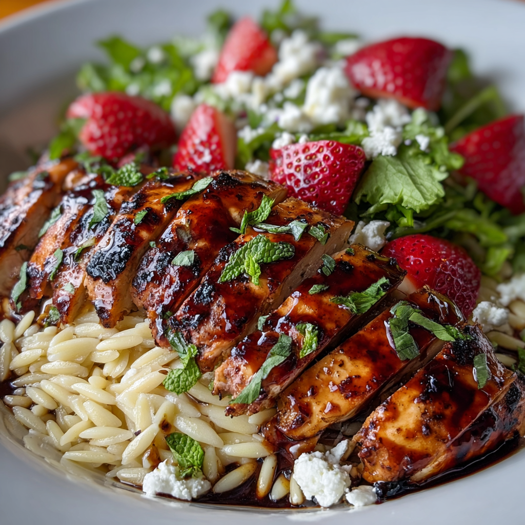 Kuřecí maso s jahodovým balsamikem a orzo