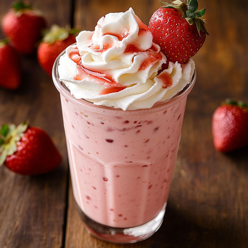 Erfrischender Erdbeer-Cream-Frappuccino