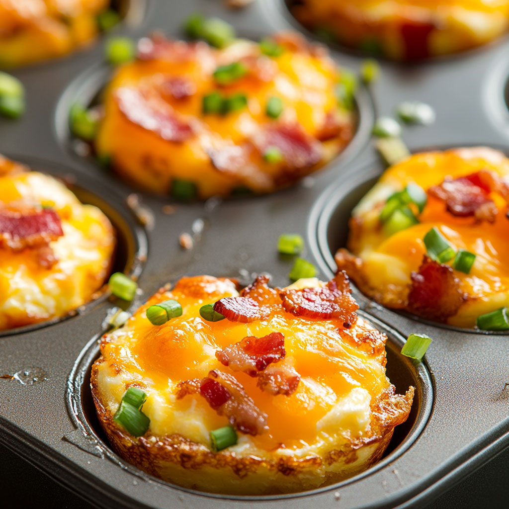 Herzhafte Eiermuffins mit Käse, Bacon & Gemüse – Das perfekte Frühstück zum Mitnehmen!