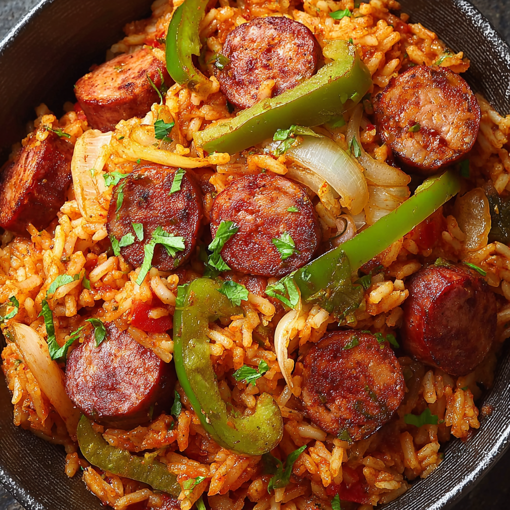 Uzená klobása a rýže