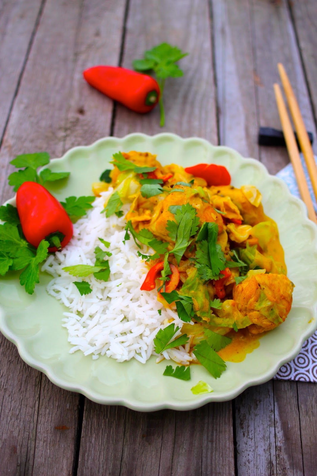 Hähnchen‑Spitzkohl-Masala