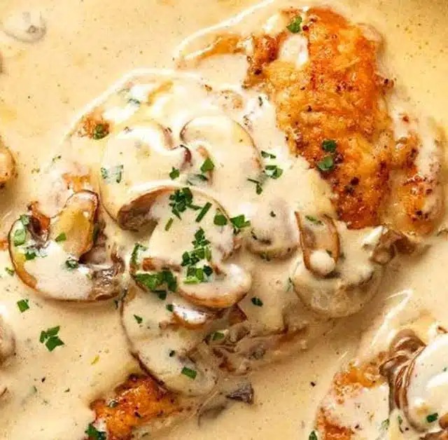 Kuřecí filety v smetanové houbové omáčce