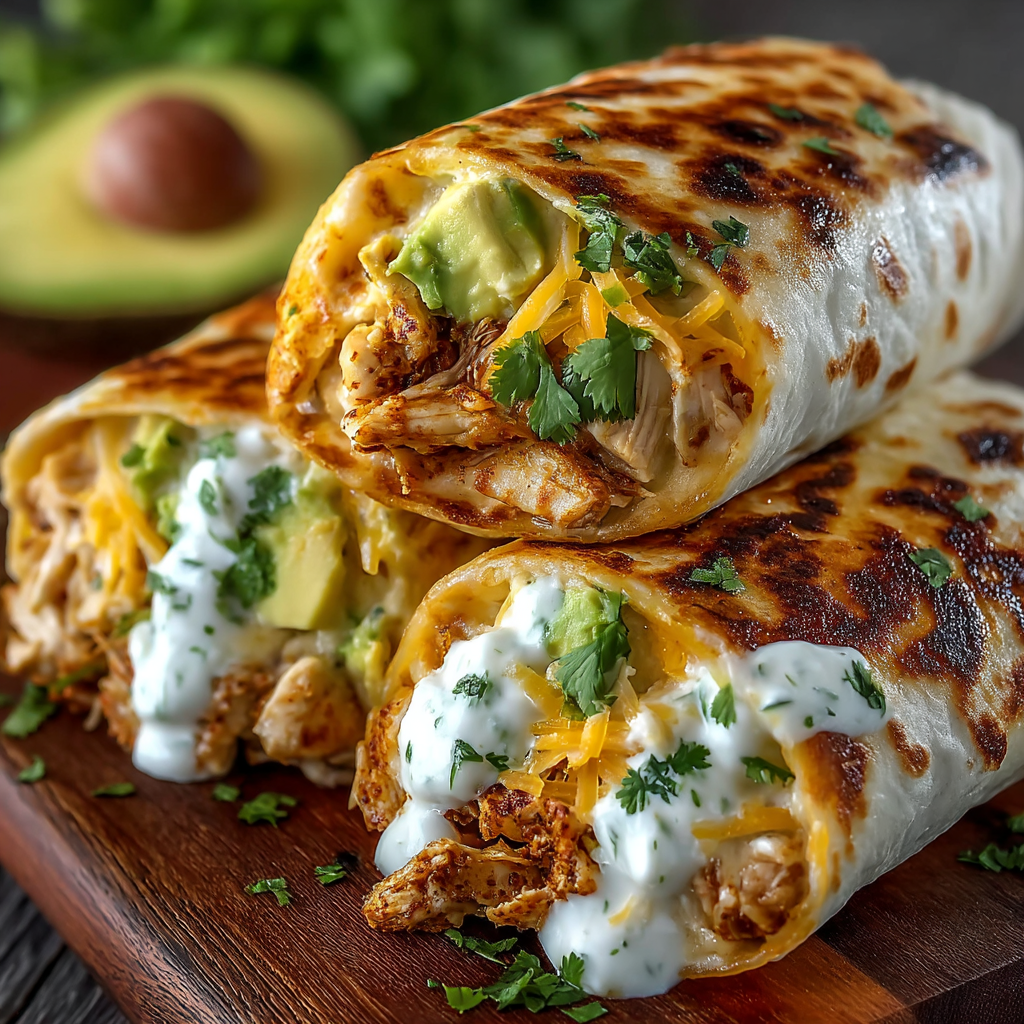 Kuřecí-avokádové ranch burritos