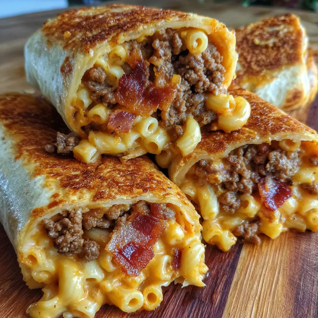 Rolky s mac and cheese, slaninou a burgerem