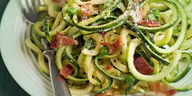 Nízkosacharidové cuketové nudle Carbonara