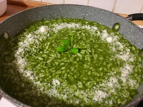 Špenátové rizoto s mátou a provolou