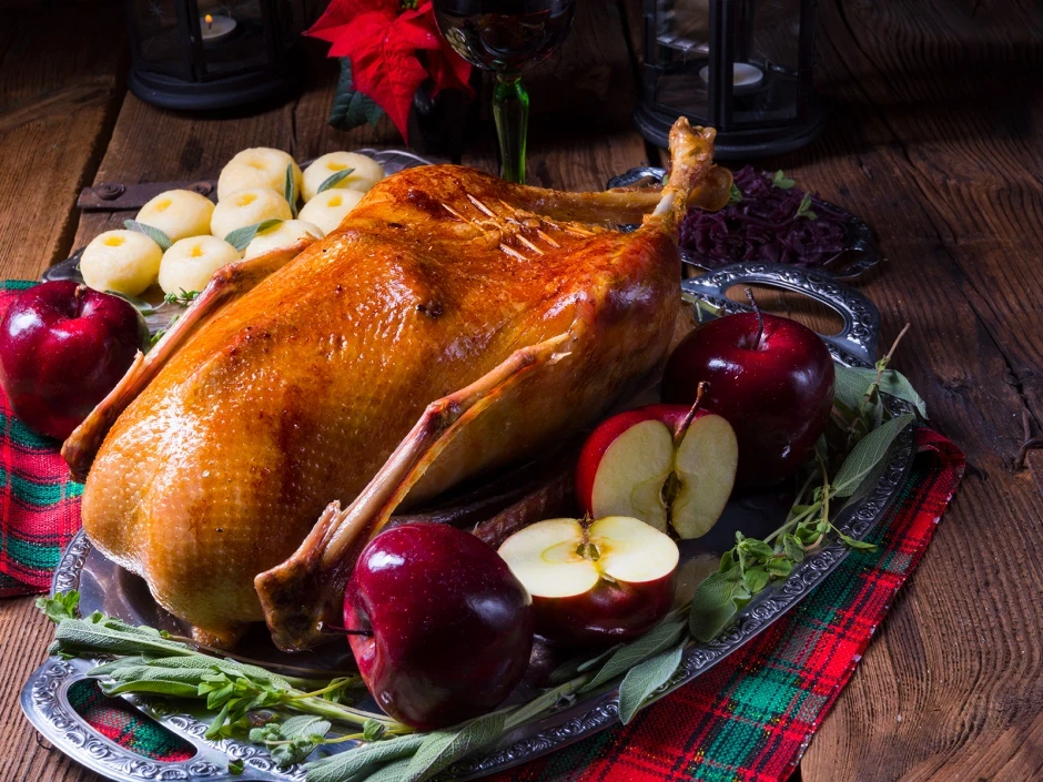 Plněná husa bylinkami