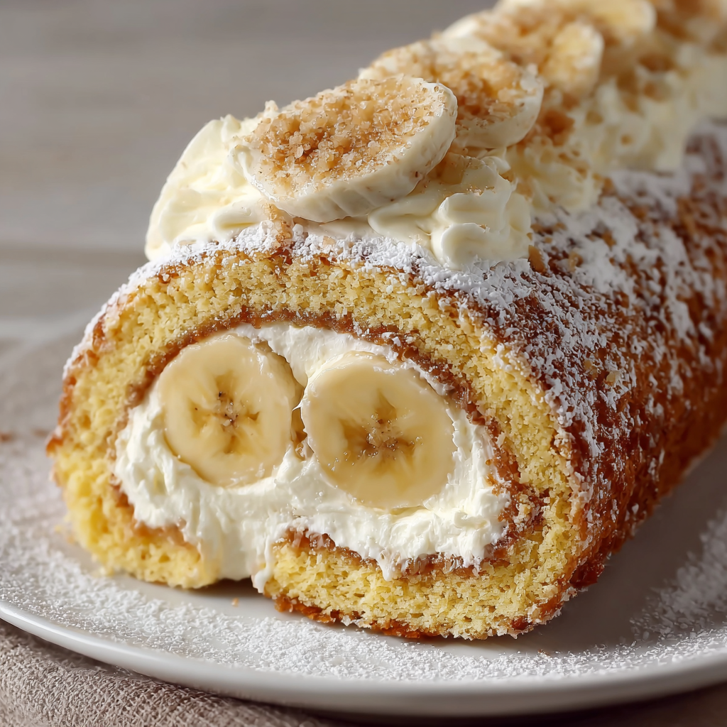 Banánový krémový cheesecake roláda