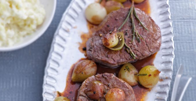 Šťavnatý hovězí filet se šalotkou a bramborovo-celerovým pyré