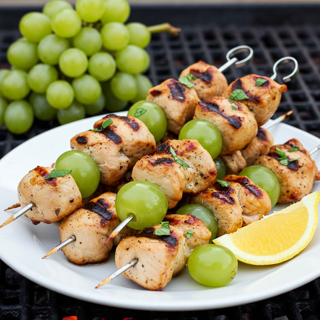 Kuřecí špízy s hroznovým vínem