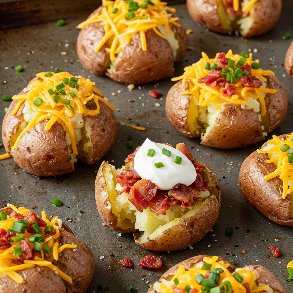 Křupavé pečené rozmačkané brambory z trouby