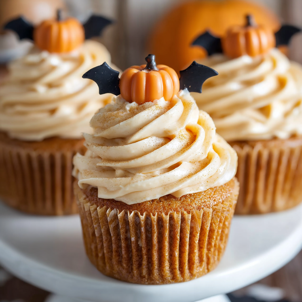 Halloween dýňové cupcakes