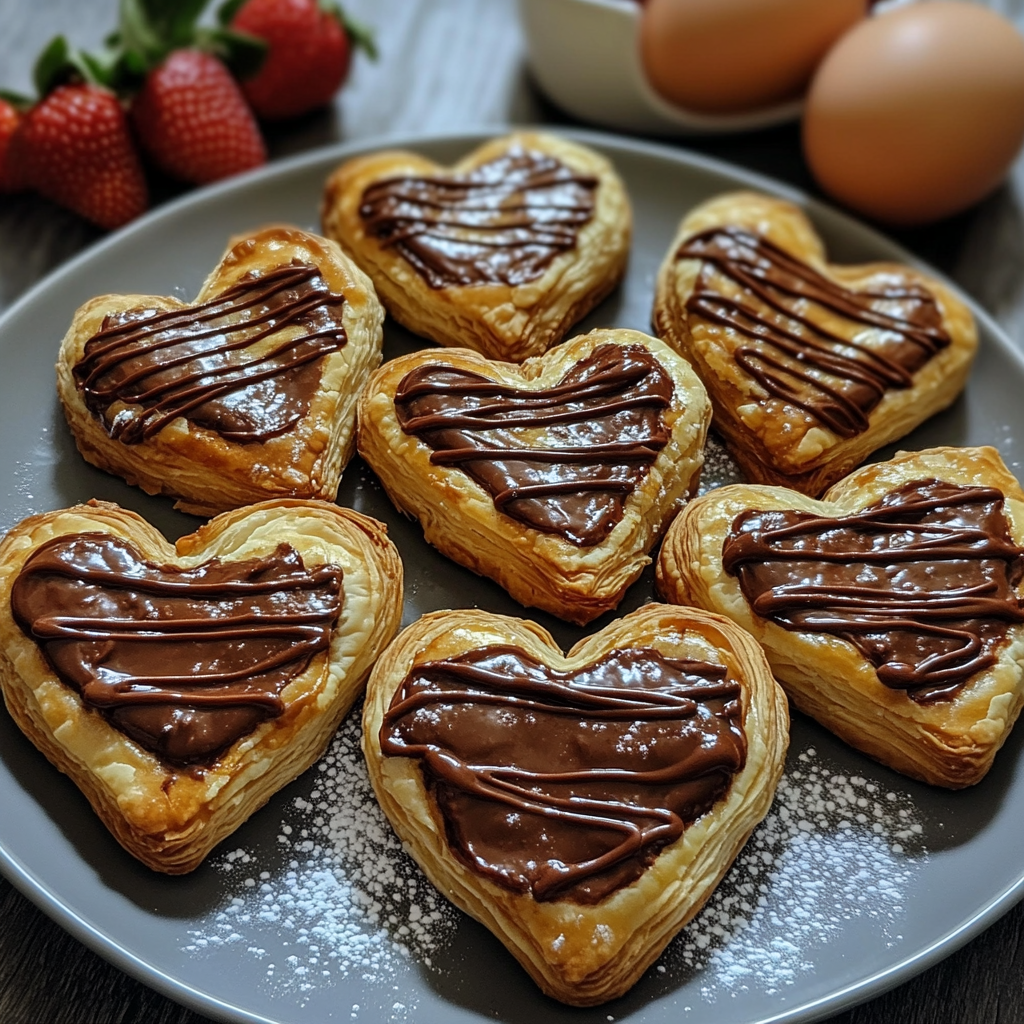 Srdce z listového těsta s Nutellou