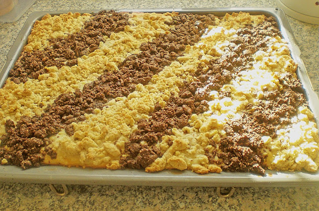 Zebra drobenkový koláč