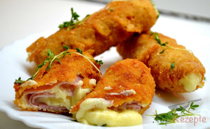 Obalené plněné šunkové roládky