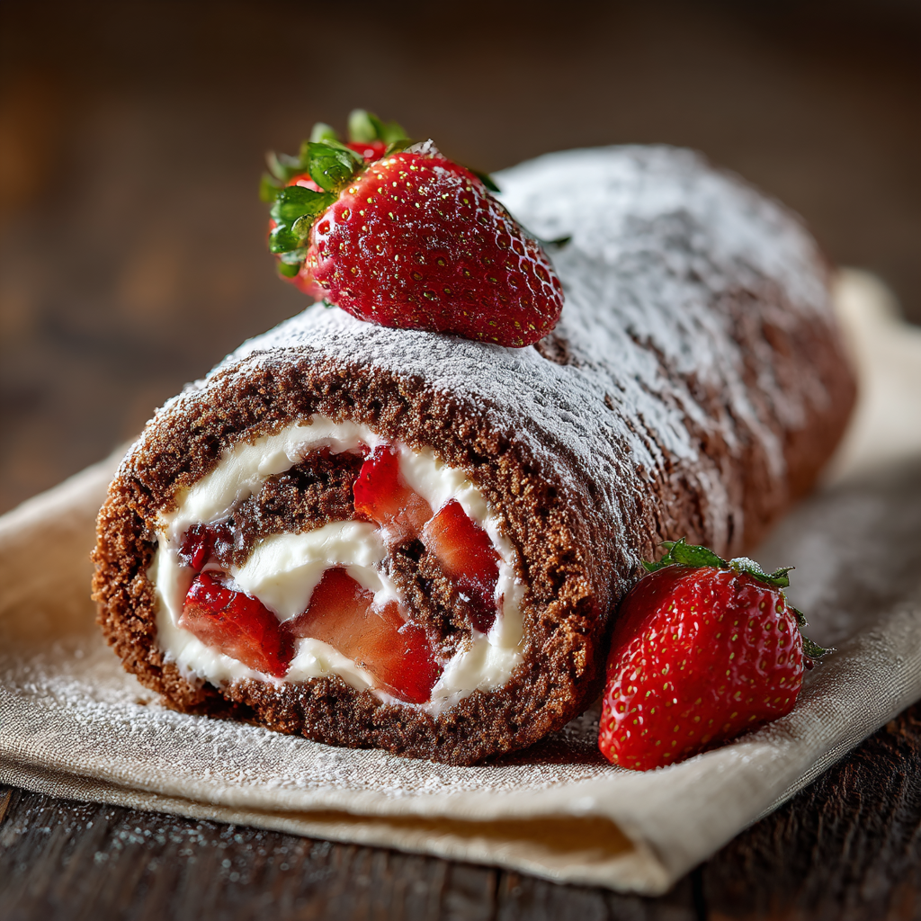 Jahodová piškotová roláda