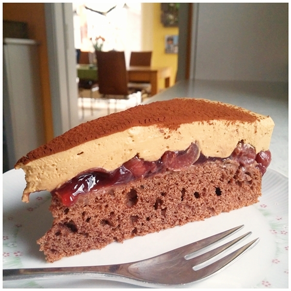 Cappuccino-třešňový dort