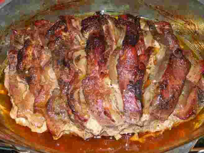 Plněná krkovice, „chlapský recept“ s hodně masem a cibulí!