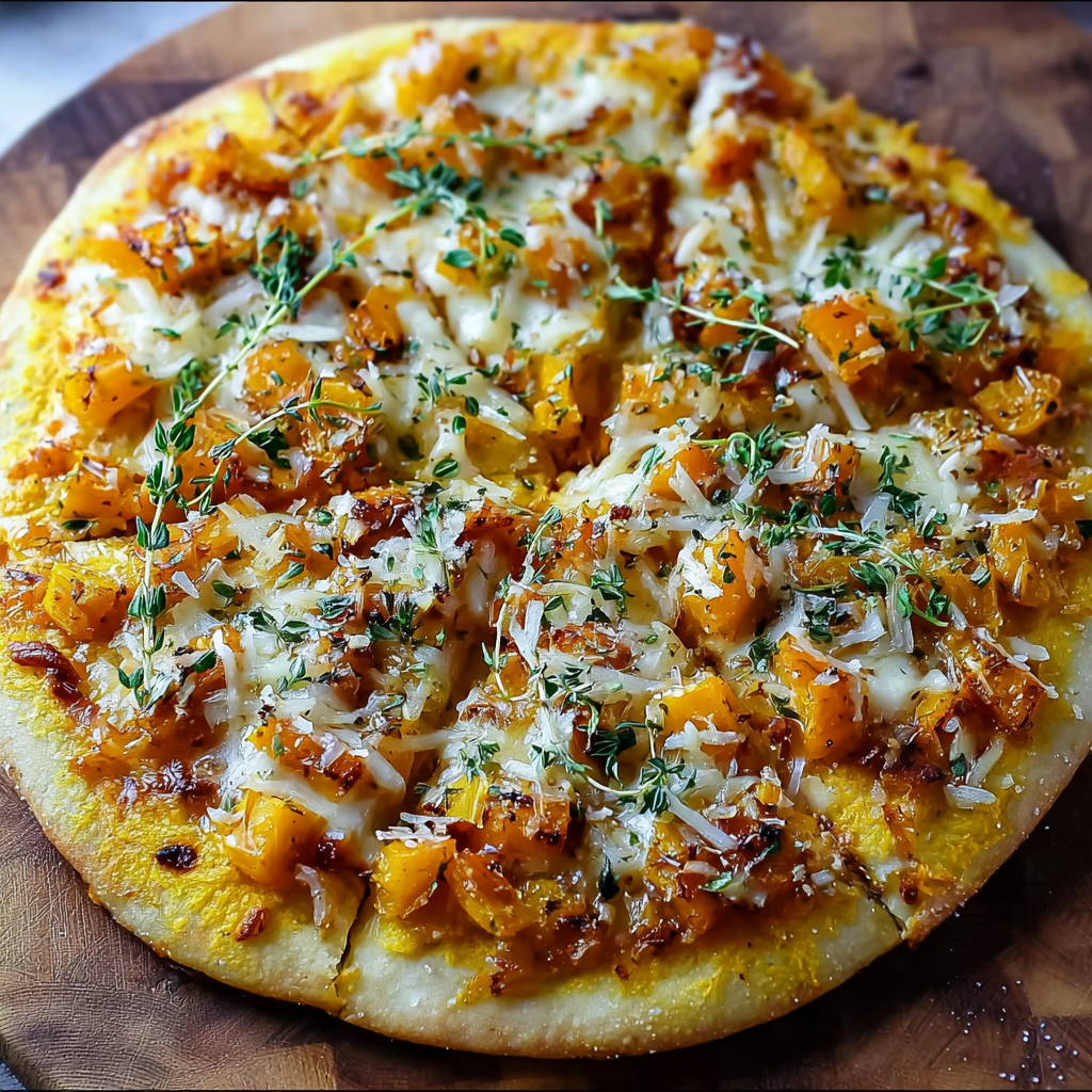 Sýrová podzimní dýňová pizza s karamelizovanou cibulí
