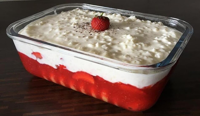 Tiramisu z jahodové rýžové kaše