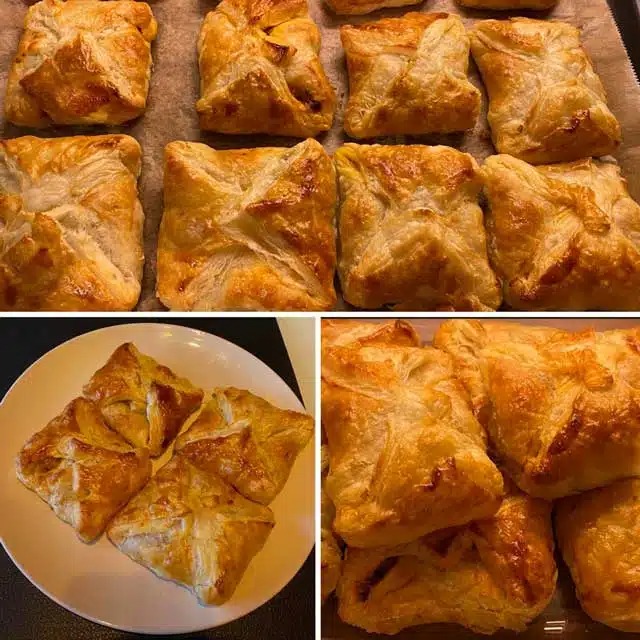 Listové těsto plněné mletým masem a mozzarellou