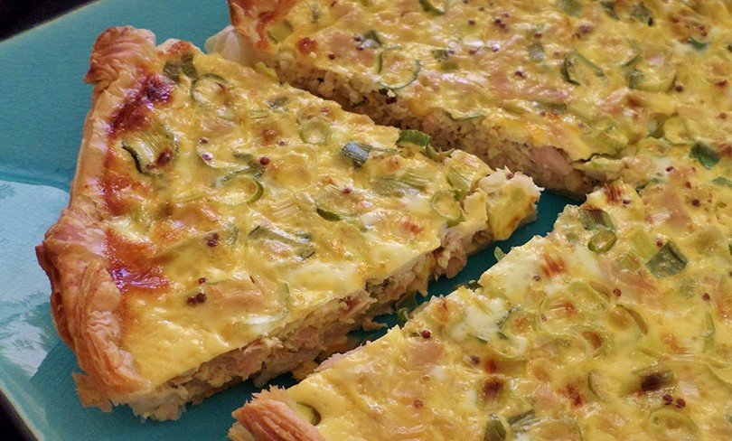 Tuňákovo-pórkový hořčičný koláč s Thermomixem