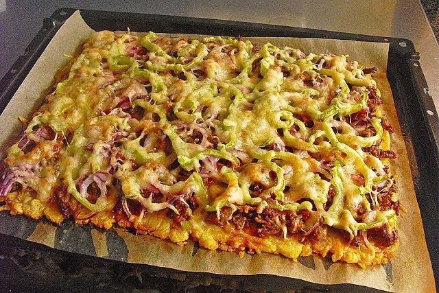 Bramborová pizza s mletým masem, bez kynutého těsta