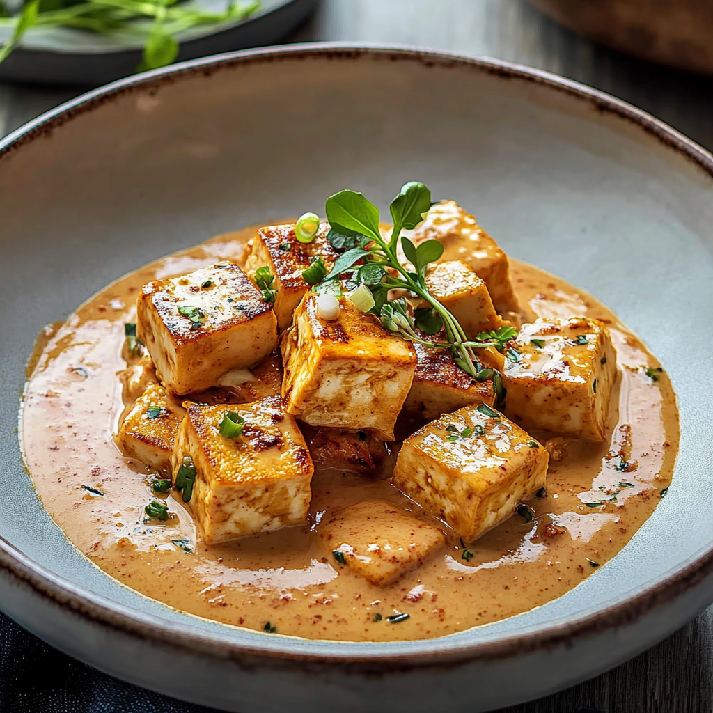 Kořeněné tofu s krémovou kokosovou omáčkou