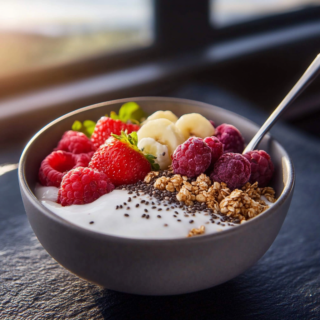 Snídaňová miska s chia jogurtem