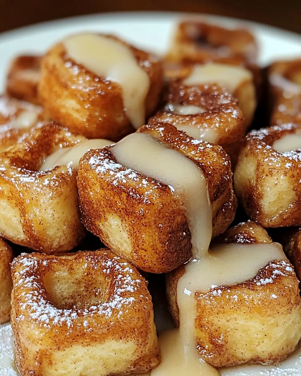 Kousky francouzského toustu se skořicovými rolkami