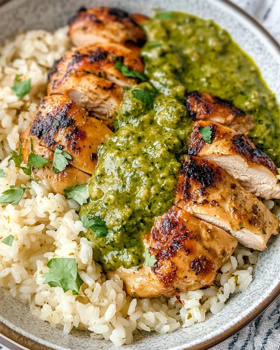 Peruánské kuře s rýží a zelenou omáčkou