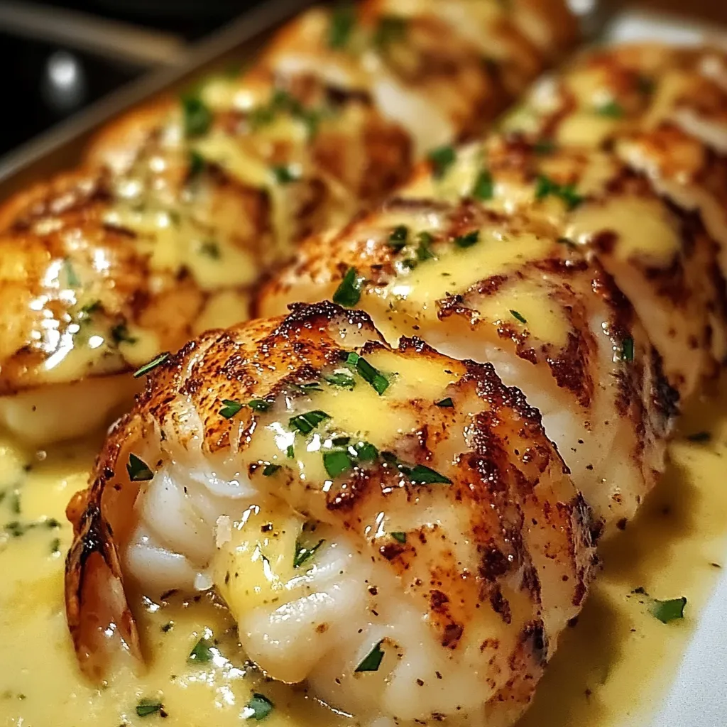 Hummerové ocasy v krémové česnekové máslové omáčce