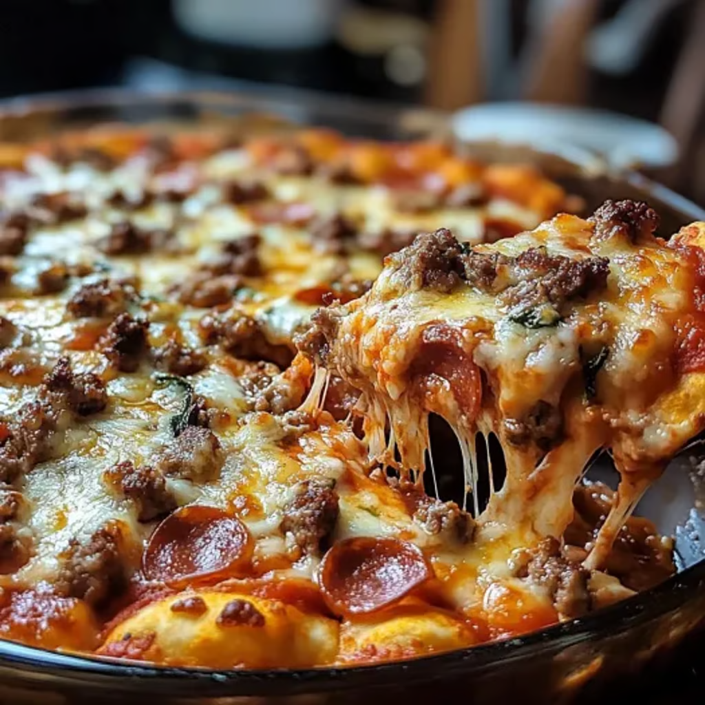 Gratin de pizza pour les amateurs de viande se traduit en tchèque par :  
**Pizza zapékaná pro milovníky masa**