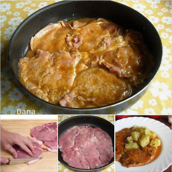 Smažený řízek v paprikové smetanové omáčce