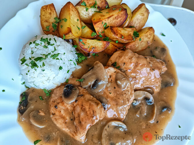 Babiččin recept na kuřecí prsa s houbovou pivní omáčkou. Výborný oběd, který může v neděli nahradit i řízek.