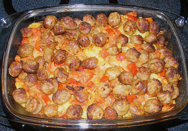 Bramborový nákyp s klobásou