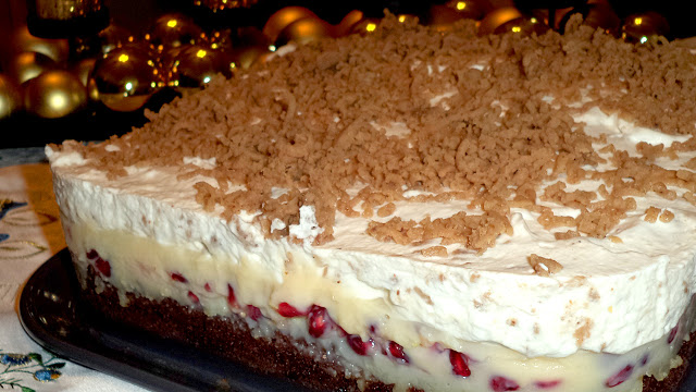 Granátové jablko a kaštanový dort s Verpoorten vajíčkovým likérem