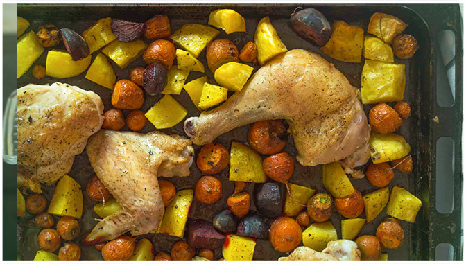 Barevná zelenina s kuřecím masem