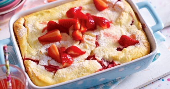 Quarkový krupicový nákyp s jahodami