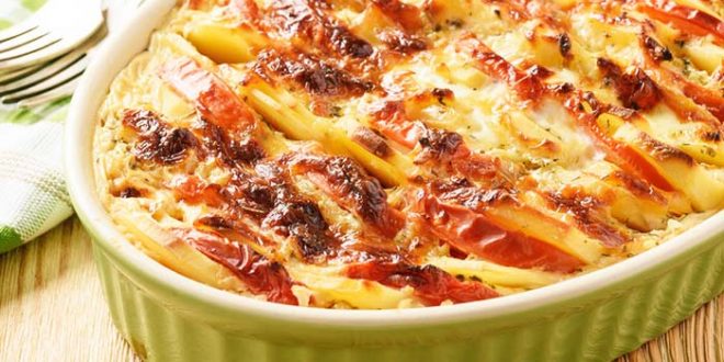 Bramborovo-rajčatovo-mozzarellový gratin