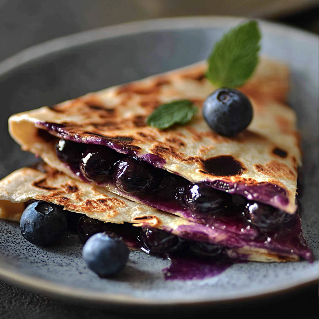 Snídaňová quesadilla s borůvkami