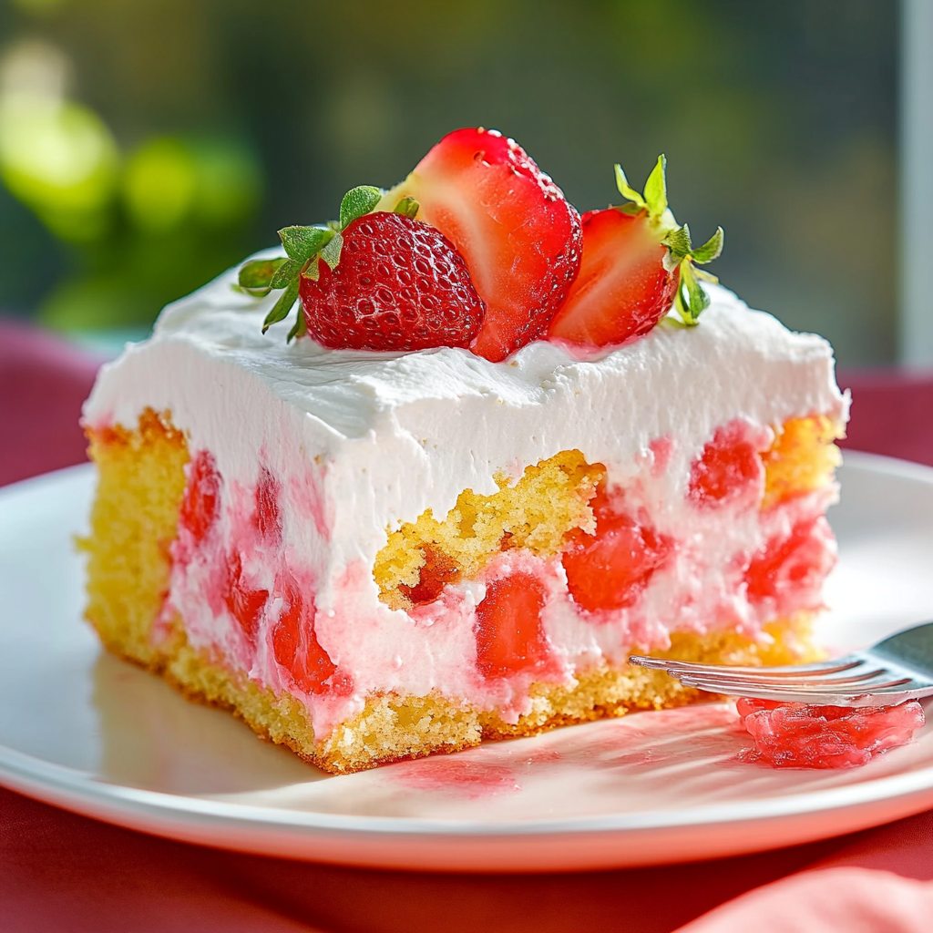Poke Cake s jahodovým shortcakes