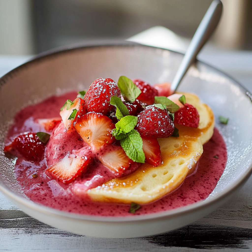 Zmrzlina k snídani s jahodovou limonádou
