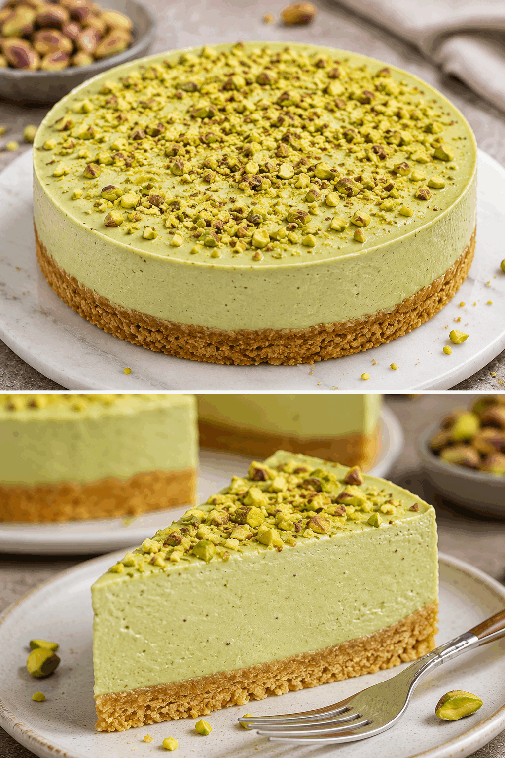 Pistáciový cheesecake bez pečení: sametově jemný dezert, který se vždy povede