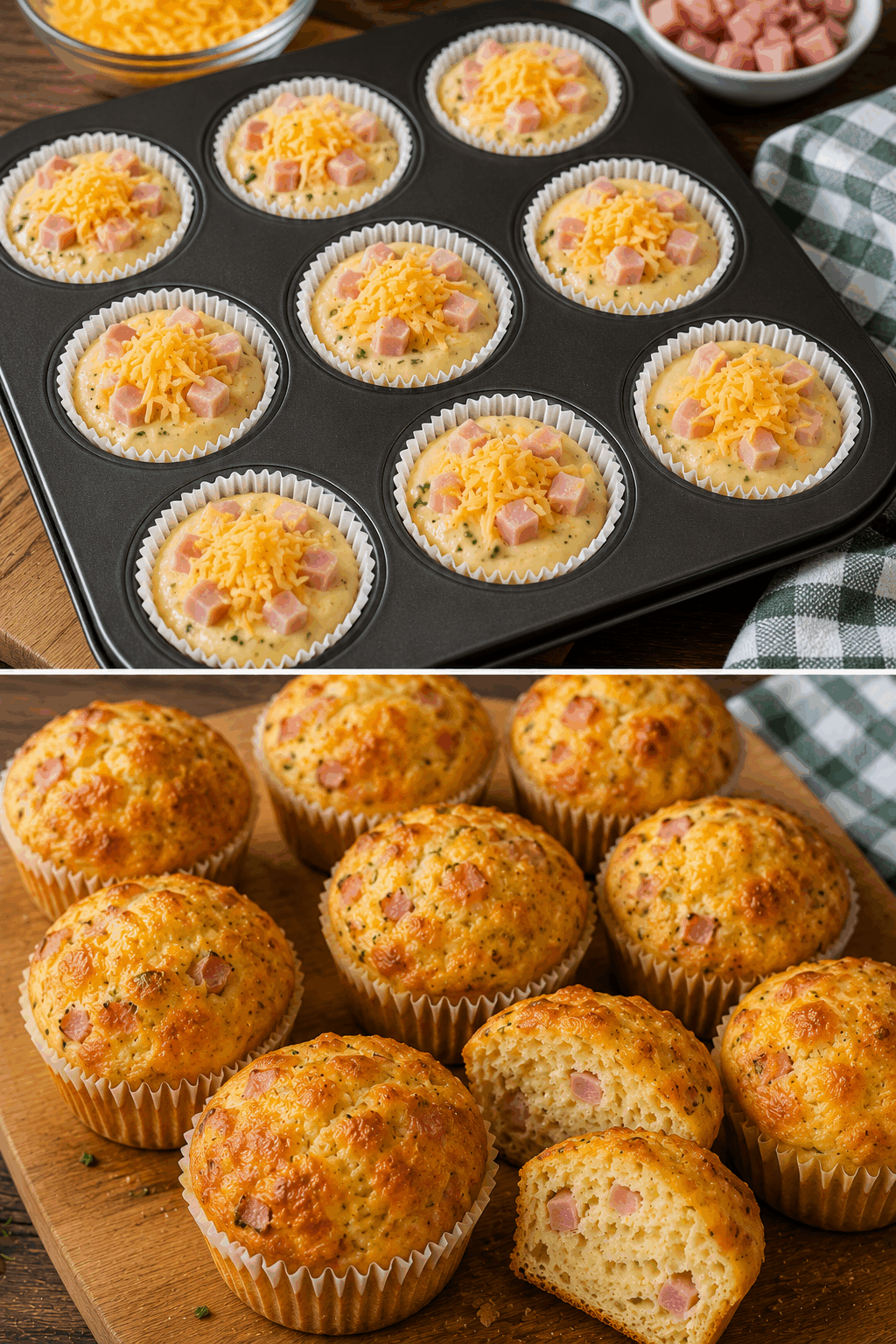 Sýrové muffiny se šunkou: Nadýchané slané pečivo ideální na snídani, svačinu i pohoštění