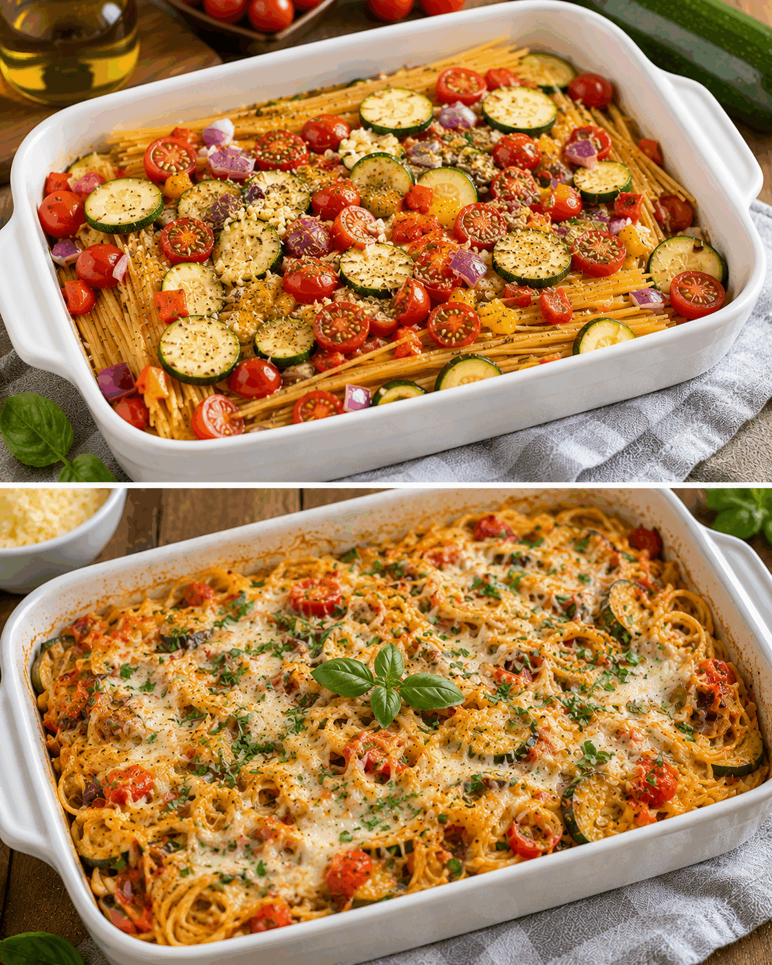 Špagety se zeleninou z jednoho pekáčku: jednoduchý recept, který šetří čas i nádobí